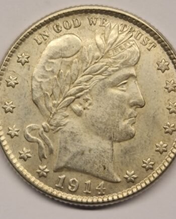 1914-D Barber Quarter silver coin in excellent condition
