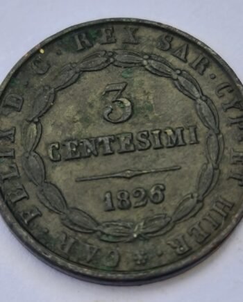 3 Centesimi 1826 – Kingdom of Sardinia – Carlo Felice
