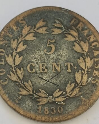 1830 French Colonies 5 Centimes – Charles X Colonial Coin