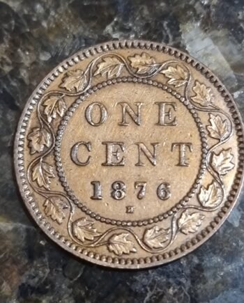 1876 Canadian One Cent, Reverse. coinnazal.com